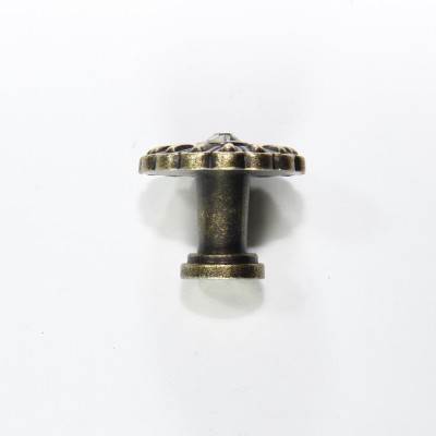 71046 Ручка-кнопка с кристаллами оксидированная бронза CRL31 ОАВ